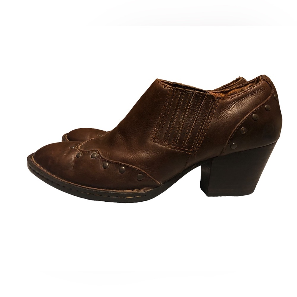 Born Leather Western Ankle Embellished Studded booties
